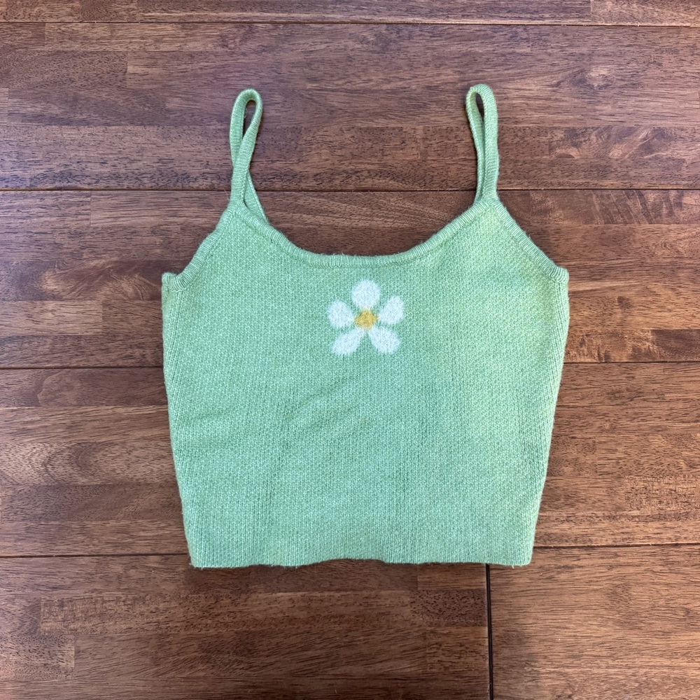 Pacsun Green fuzzy crop top